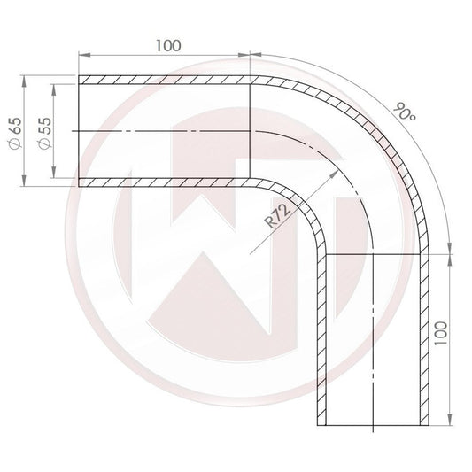 Wagner Tuning Ø55mm Silikonschlauch 90° Bogen schwarz