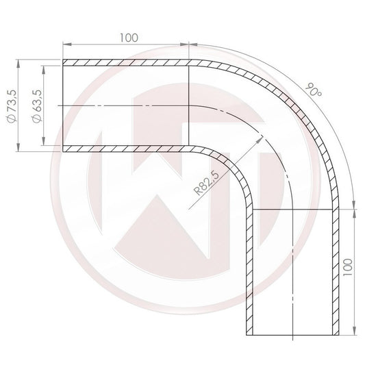 Wagner Tuning Ø63,5mm Silikonschlauch 90° Bogen schwarz