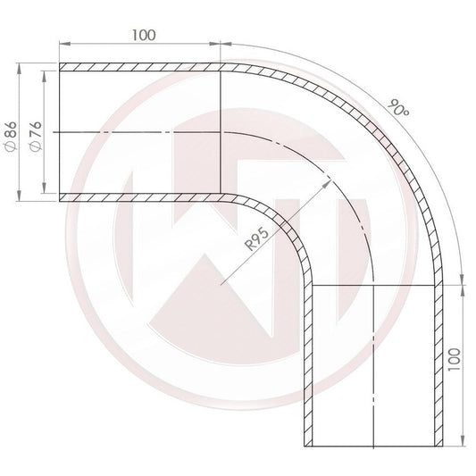 Wagner Tuning Ø76mm Silikonschlauch 90° Bogen schwarz