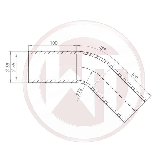 Wagner Tuning Ø55mm Silikonschlauch 45° Bogen schwarz