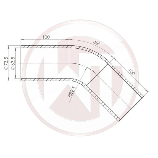 Wagner Tuning Ø63,5mm Silikonschlauch 45° Bogen schwarz
