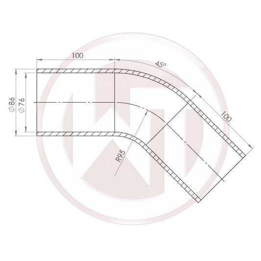 Wagner Tuning Ø76mm Silikonschlauch 45° Bogen schwarz