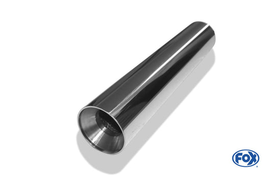 FOX Anschweißendrohr Typ 22 Ø 80 mm / Gesamtlänge: 300 mm - rund / uneingerollt / gerade / mit poliertem Absorber (Innendurchmesser 45mm - Länge: ca. 120mm)