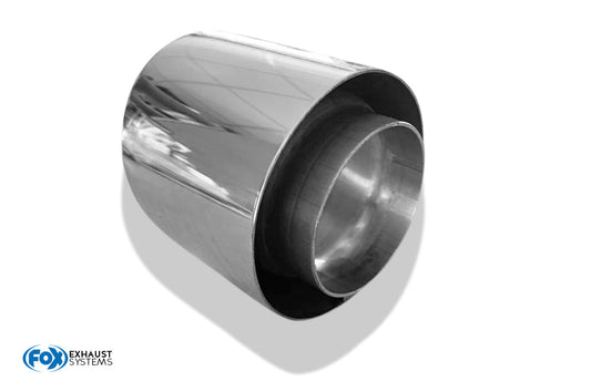 FOX Anschweißendrohr Typ 25 einfach - Ø 100mm Rund uneingerollt / abgeschrägt / mit Type-B Einsatz - L: 100 (mm) und d: 70 (mm außen) - ungeschlitzt