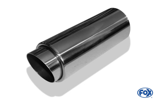FOX Anschweißendrohr Typ 27 - Racing Design Ø 70mm außen - 55mm innen an der Vorderseite/ Länge: 330 mm / Einsatz: 90mm lang