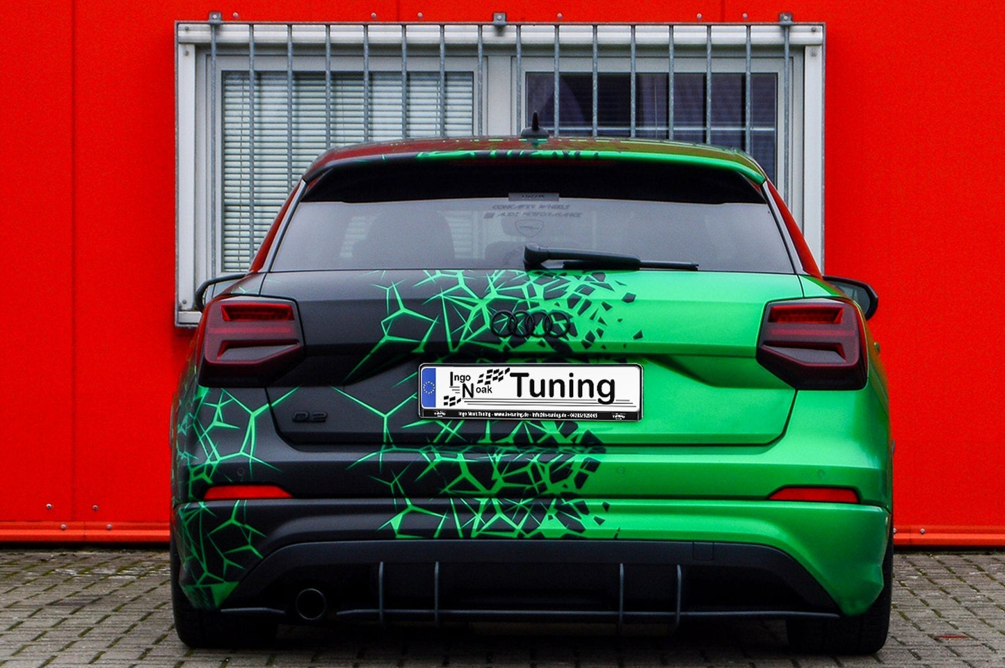 Gefräster Heckansatz Audi Q2 GA, MK1 Bj.: 2016-2020 Schwarz Matt