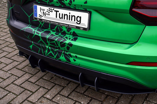 Gefräster Heckansatz Audi Q2 GA, MK1 Bj.: 2016-2020 Schwarz Matt