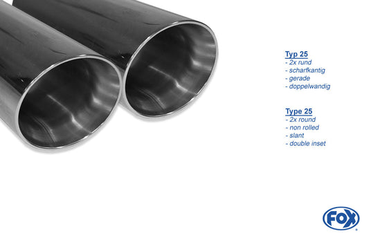 VW Touareg Typ 7L Endschalldämpfer Ausgang rechts/links - 2x80 Typ 25 rechts/links - Rohrdurchmesser: 70mm