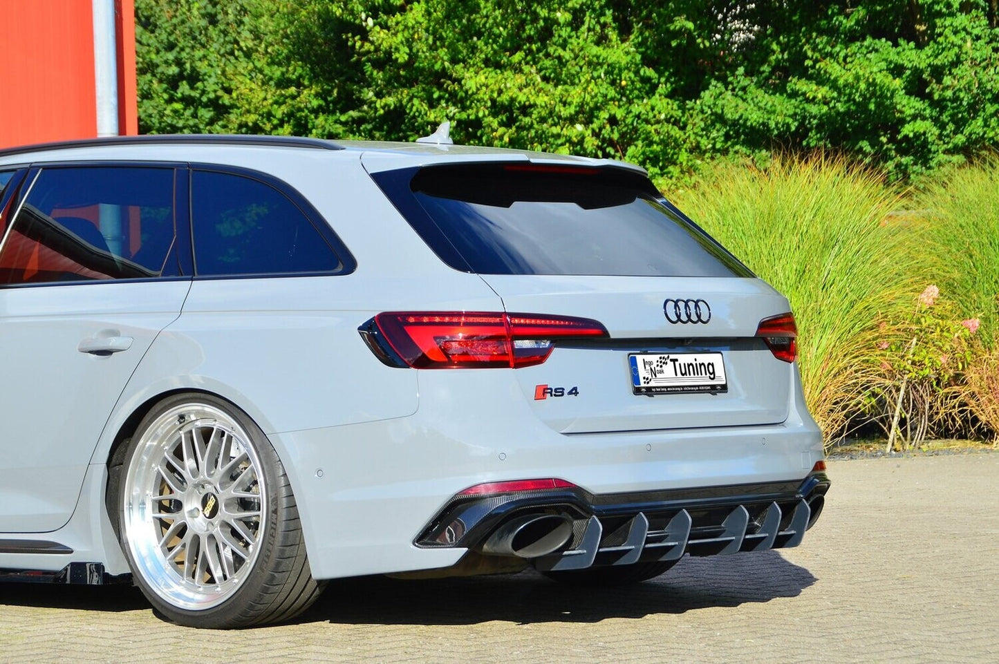 Gefräster Heckansatz Audi RS4, B9, Avant Bj.: 2017-2020 Schwarz Matt