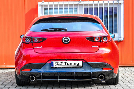 Gefräster Heckansatz mit Seitenflaps Mazda 3, BP ab Bj.: 2018- Schwarz Matt