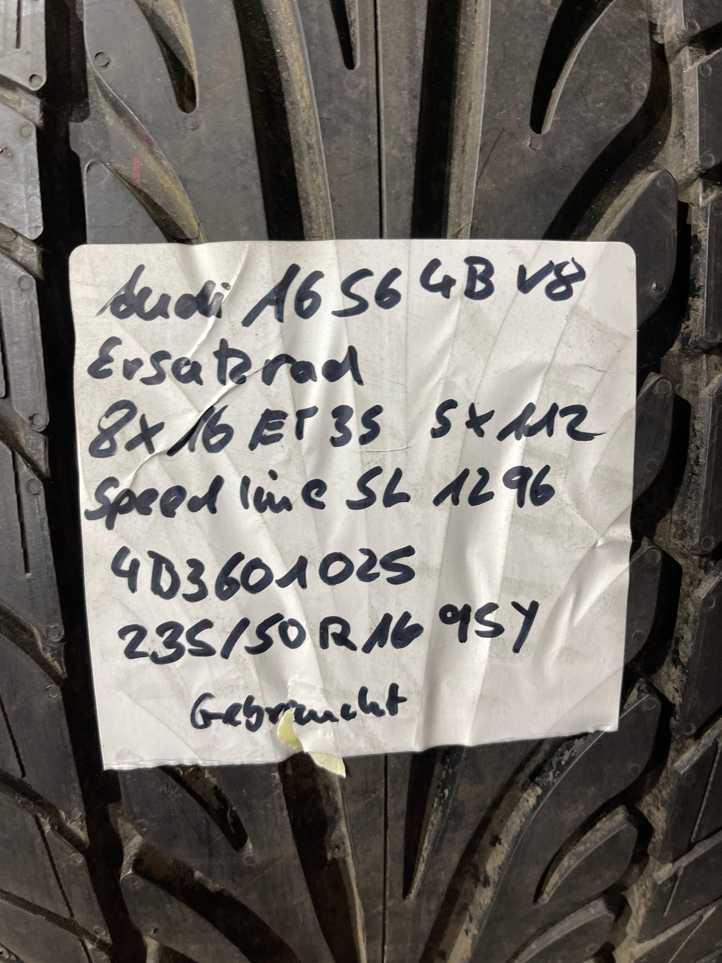 Original Ersatzrad Audi A6 S6 4B V8 4B3601025 235/50R16 Felge SL1296