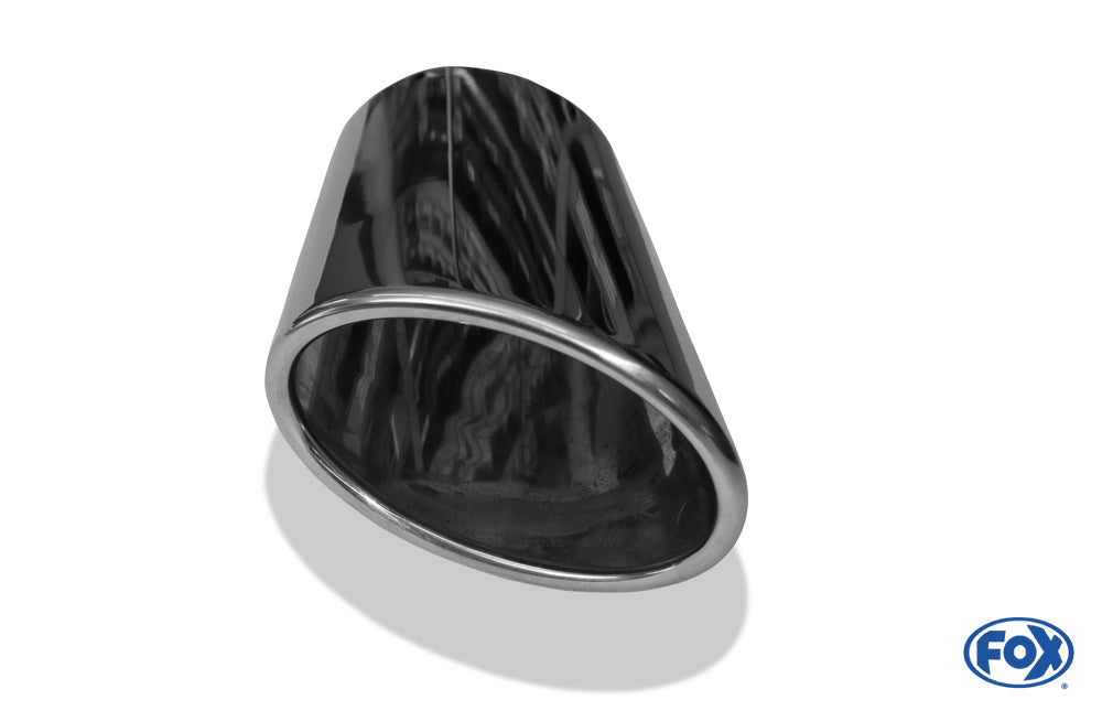 FOX Anschweißendrohr Typ 38 - Links 106x71 mm / Länge: 200 mm - oval - seitlich nach links abgeschrägt / eingerollt / ohne Absorber