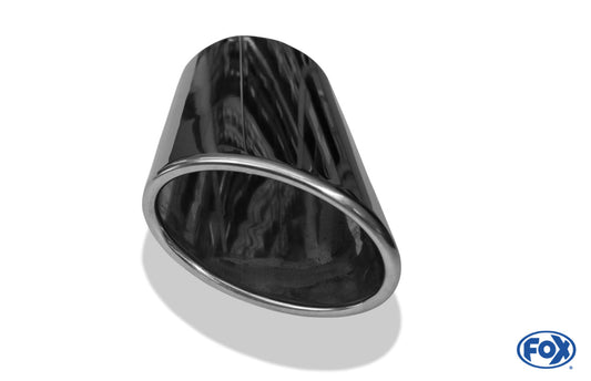 FOX Anschweißendrohr Typ 38 - Links 106x71 mm / Länge: 200 mm - oval - seitlich nach links abgeschrägt / eingerollt / ohne Absorber