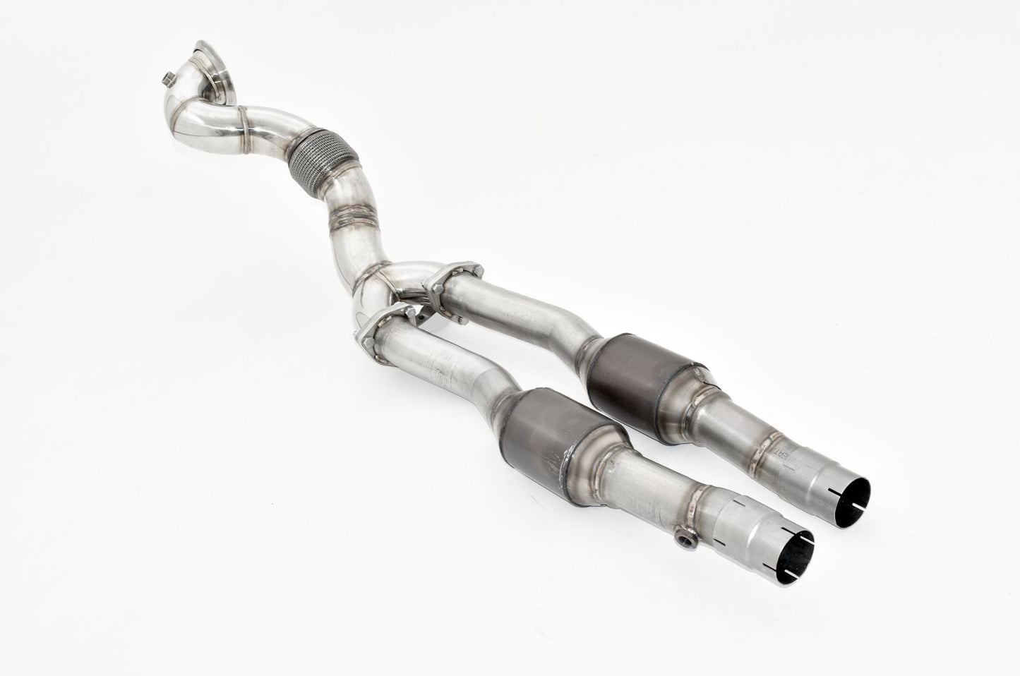 Friedrich Motorsport 1x90mm / 2x70mm Downpipe mit 200 Zellen Sport-Kat. Audi TTRS 8S Quattro