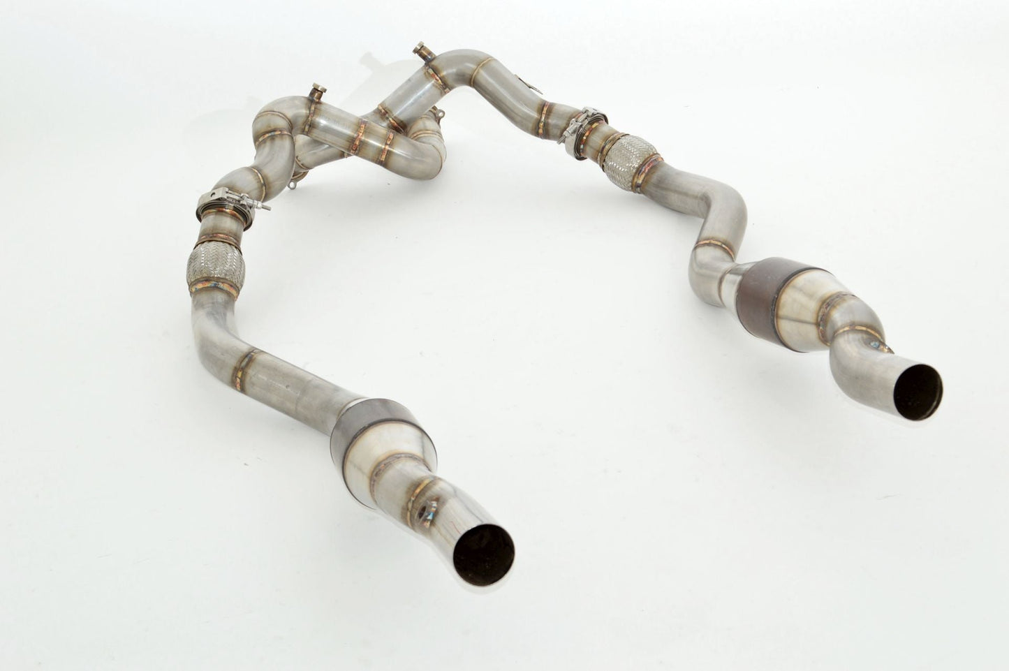 Friedrich Motorsport 2x 76mm Downpipe mit 100 Zellen Sport-Kat. Edelstahl