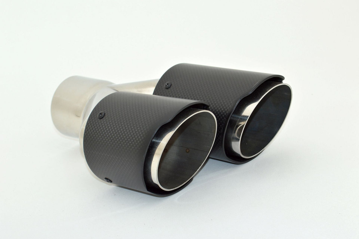 FMS Endrohr Carbon 2x90mm rund scharf abgeschrägt versetzt links, schwarz (Aufpreis)