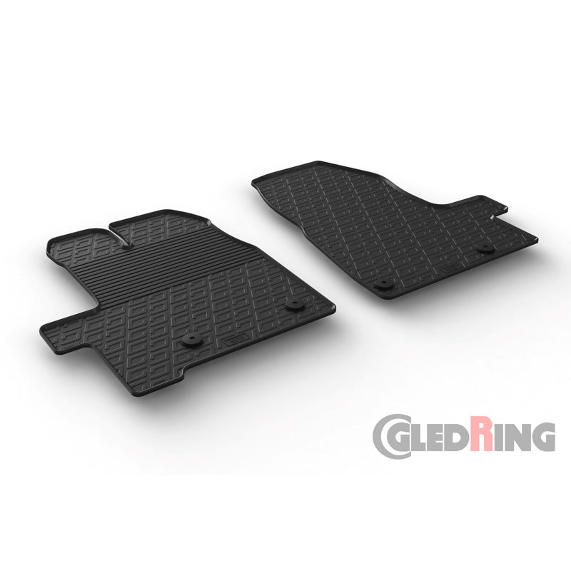 Satz Gummimatten passend für Ford Tourneo Custom 9/2012- & FL 2018- (Handgeschaltet) (G Profil 2-teilig + Montage-clips)