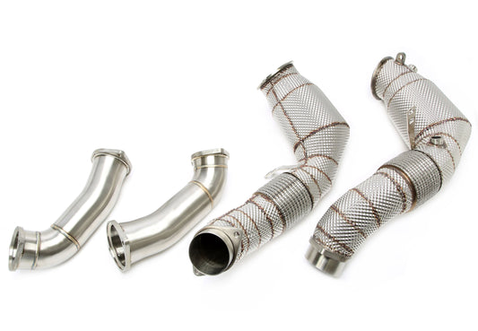 TA Technix Downpipe mit Hitzeschild und Katalysator passend für BMW 5er Serie M5 Typ F90, 8er Serie M8 Typ F91/F92/F93 - Motorcode S63M