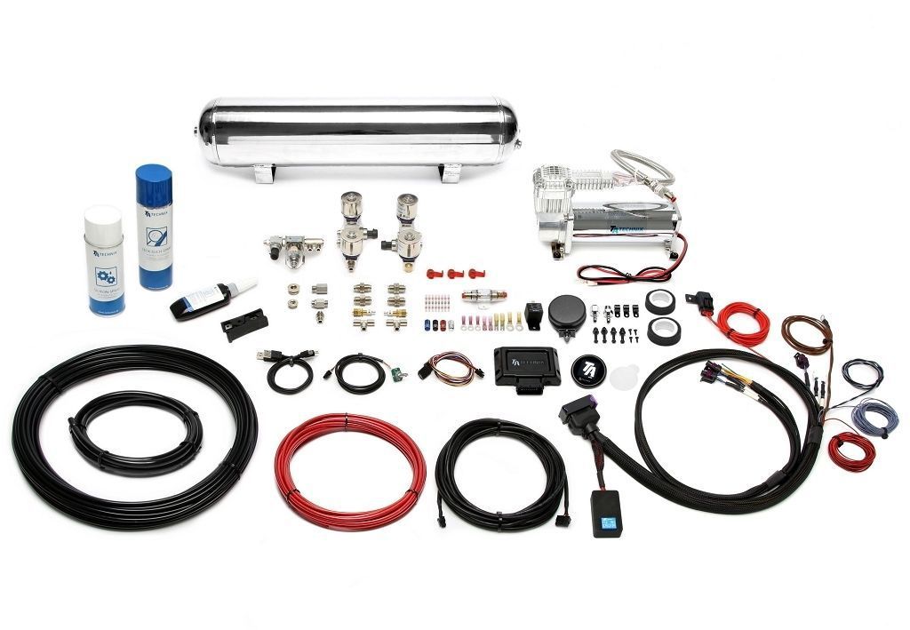 TA Technix härteverstellbares Luftfahrwerk mit Airmanagement passend für Alfa Romeo Mito Typ 955/ Fiat Punto, Grande Punto Typ 199/ Opel Corsa D+ E, Adam Typ S-D