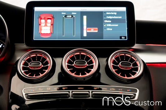 Mercedes W205 Lüftungsdüsen mit Ambientebeleuchtung – Nachrüstsatz für Mercedes C-Klasse