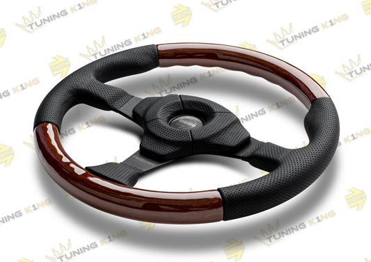 MOMO Lenkrad Dark Fitghter Wood 350mm Glattleder