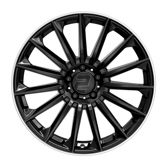 2DRV Felge WH39 Schwarz glänzend lackiert mit Hochglanzpoliertem Felgenbett
