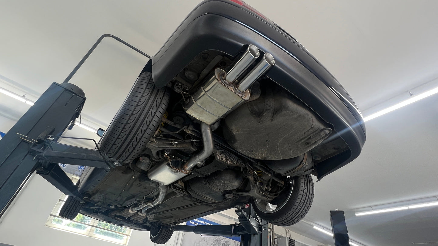 FOX Audi S2 B4 Endschalldämpfer 76mm, Vorschalldämpfer und Y-Verbindungsrohr - 2x80 Typ 25