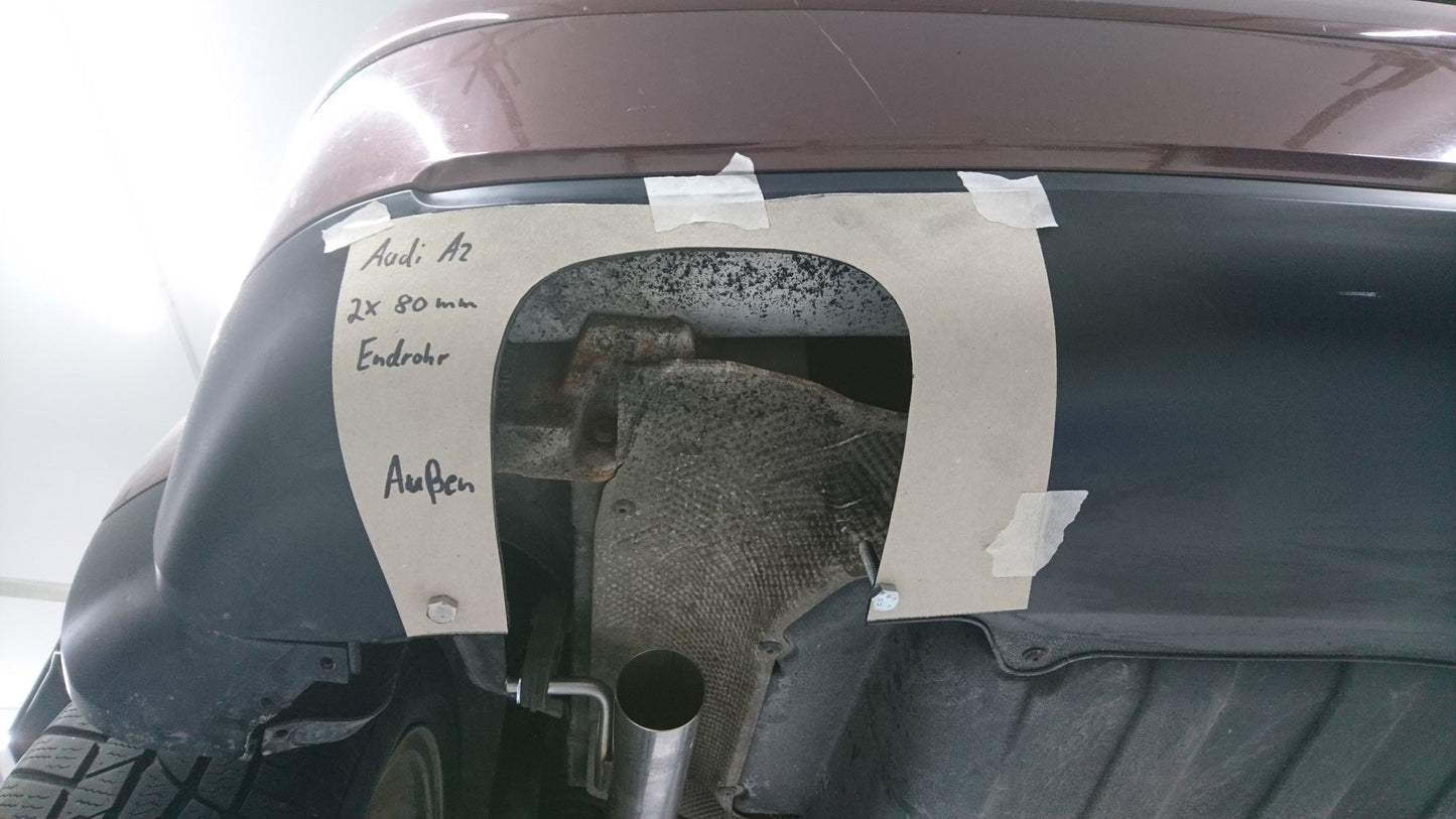 FOX Audi A2 - 1,6l + 1,4l 42l Tank Endschalldämpfer - 2x76 Typ 25