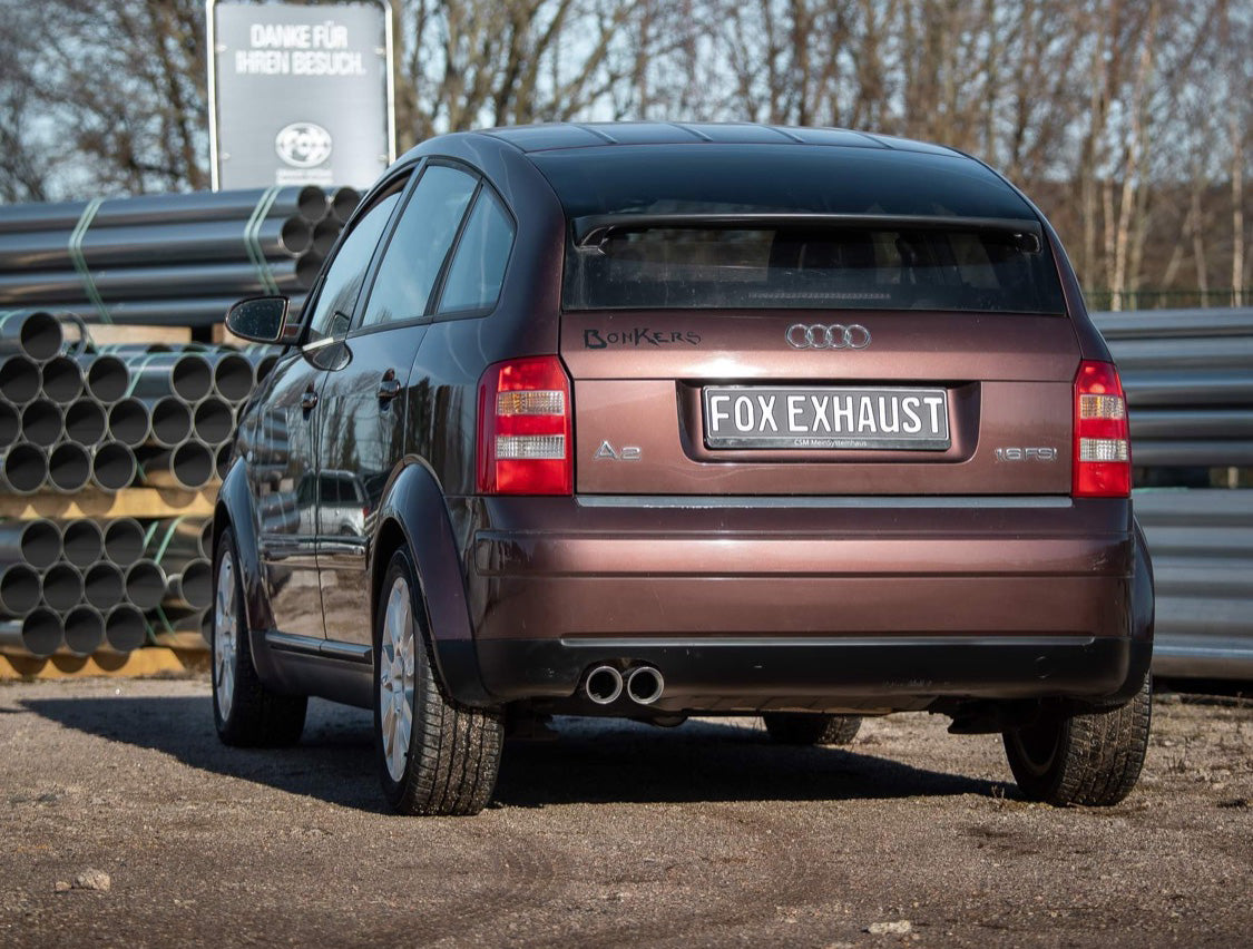 FOX Audi A2 - 1,6l + 1,4l 42l Tank Endschalldämpfer - 2x76 Typ 25
