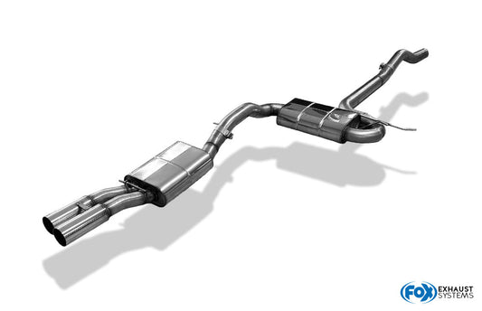 FOX Audi A4 B5 - Frontantrieb Halbanlanlage, bestehend aus Endschalldämpfer 2x80 Typ 10 und Vorschalldämpfer