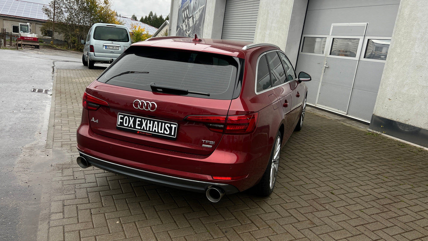 FOX Audi A4 B9 - 2WD Endschalldämpfer rechts/links, Y-Verbinder und Mittelschalldämpfer - 1x114 Typ 25 rechts/links