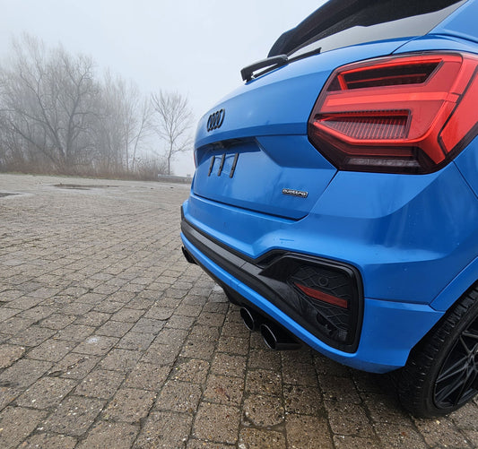 FOX Audi Q2 Endschalldämpfer Ausgang rechts/links mit Vorschalldämpfer - 2x115x85 Typ 32 rechts/links schwarzen emailliert