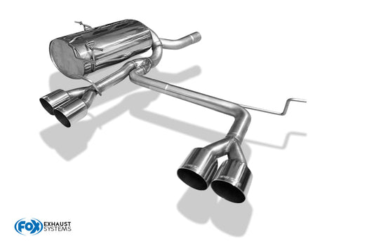 FOX BMW E46 320/323/328 M3-Optik - RIEGER Endschalldämpfer mit einflutigen Eingang/ Ausgang zentriert - 4x90mm Typ 14 mittig