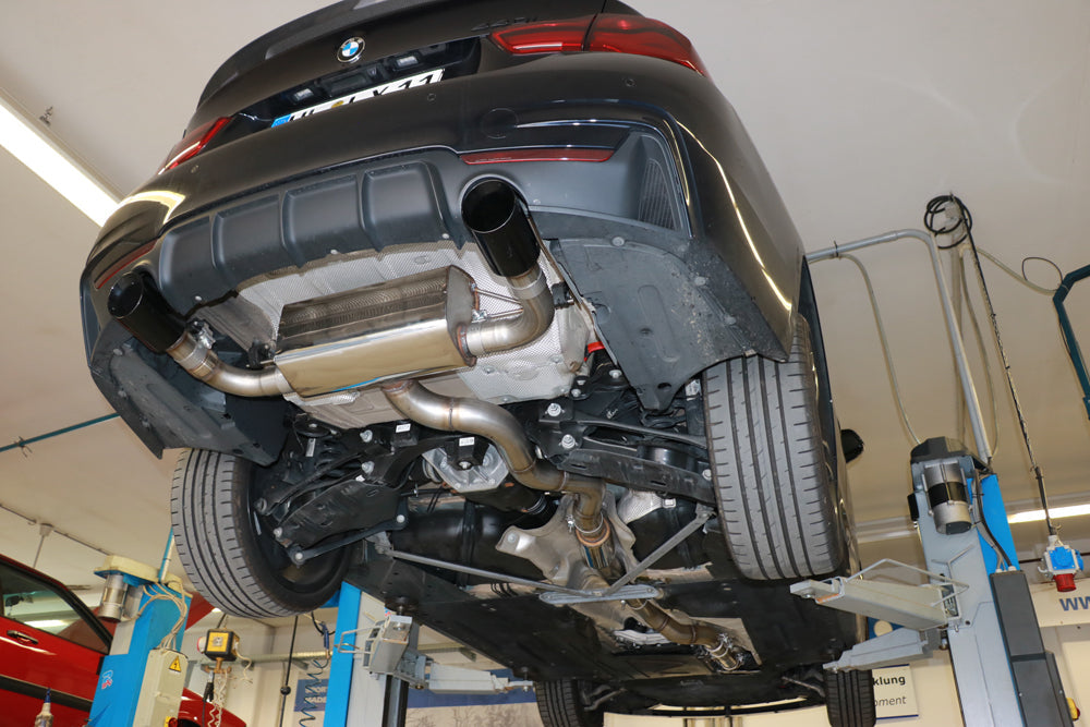 BMW F36 - 440i xDrive Grand Coupe - M-Paket Endschalldämpfer quer Ausgang rechts/links - 1x100 Typ 25 rechts/links schwarz emalliert - mit Abgasklappe im linken Endrohr