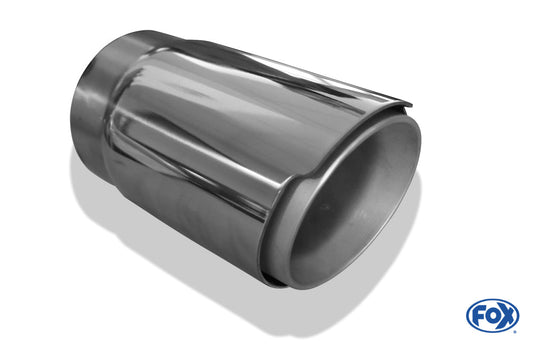 FOX Cover silber - 80mm Endrohrhülle mit Madenschrauben für Endrohr Ø70 - Länge: 150mm
