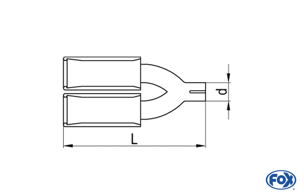 FOX Anschraubendrohr Typ 11 mit Schelle doppelt - Ø 76mm Rund uneingerollt / gerade / mit Absorber - L_ (mm) und d_ (mm innen) ist flexibel - muss angeben werden - L minimum 300mm und maximal 500mm