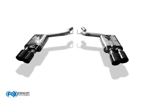 FOX Ford Mustang VI Facelift Coupe & Convertible - 8 -Zylinder Endschalldämpfer rechts/links mit Abgasklappen - 2x100 Typ 25 rechts/links schwarz emalliert