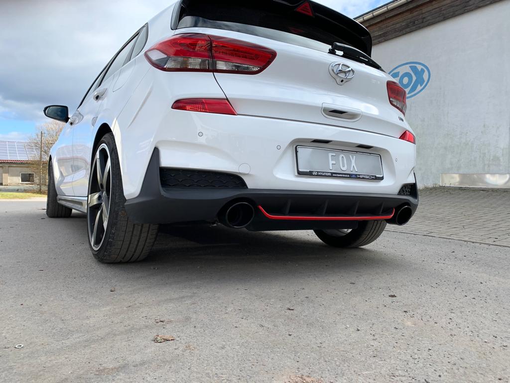 FOX Hyundai i30N Performance + Fastback Endrohre passend auf den originalen Endschalldämpfer - 129x106 Typ 32 rechts/links schwarz emalliert