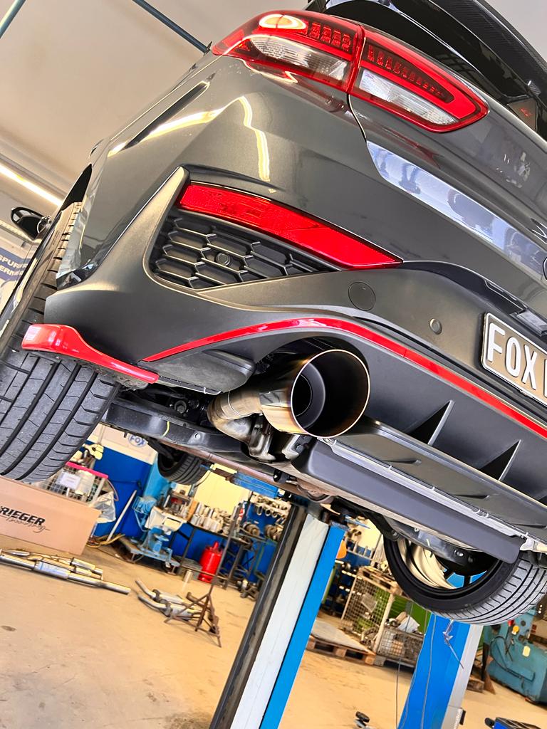 FOX Hyundai i30N Facelift Endrohre passend auf den originalen Endschalldämpfer - 1x130 Typ 14 rechts/links mit eingefärbten Rand