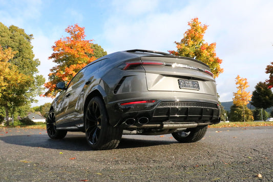 FOX Lamborghini Urus Endschalldämpfer quer Ausgang rechts/links mit 2 Abgasklappen - 2x115x85 Typ 38 rechts/links schwarz emalliert