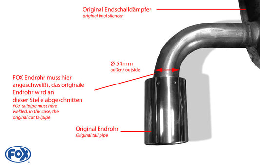 Mazda CX5 - KE/ GH/ KF Endrohr rechts/links Anschluss 54mm innen - 1x100 Typ 16 rechts/links - zum Verschweißen mit dem originalen Endschalldämpfer
