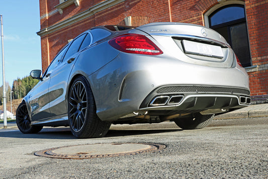 Mercedes C-Klasse 205 AMG C63 S Endschalldämpfer rechts/links inkl. Abgasklappen - Endrohre sitzen in der originalen Stoßstange