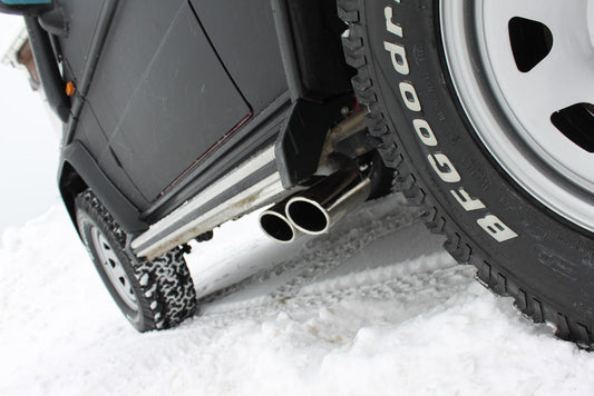 Mercedes G-Klasse - 463 (mit Trittbrett) Endschalldämpfer Ausgang seitlich - 2x115x85 Typ 38 (2x nach links abgeschrägt)