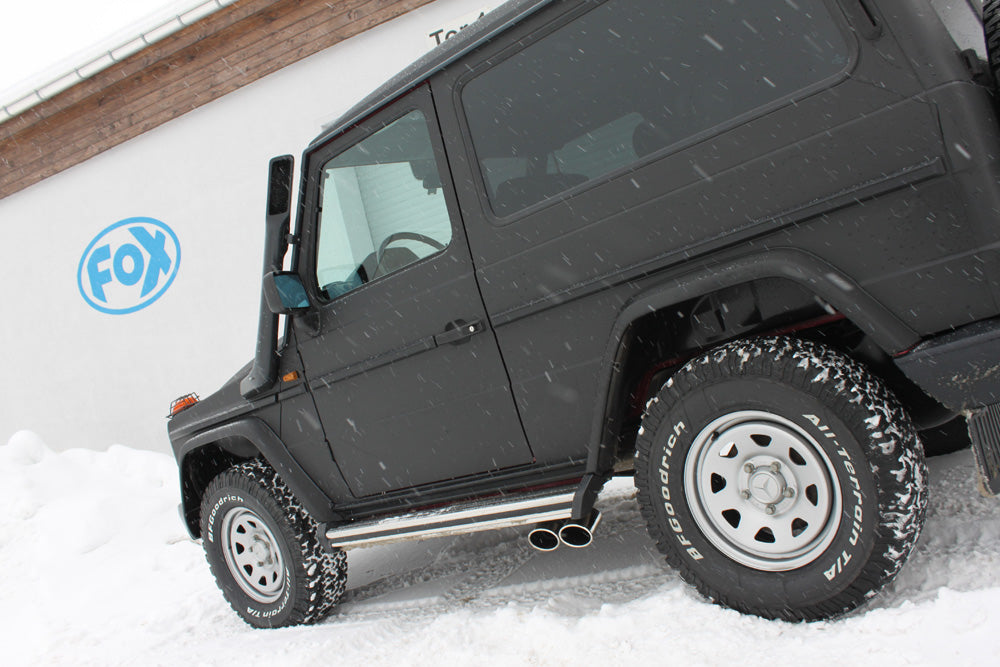 Mercedes G-Klasse - 463 (mit Trittbrett) Endschalldämpfer Ausgang seitlich - 2x115x85 Typ 38 (2x nach links abgeschrägt)