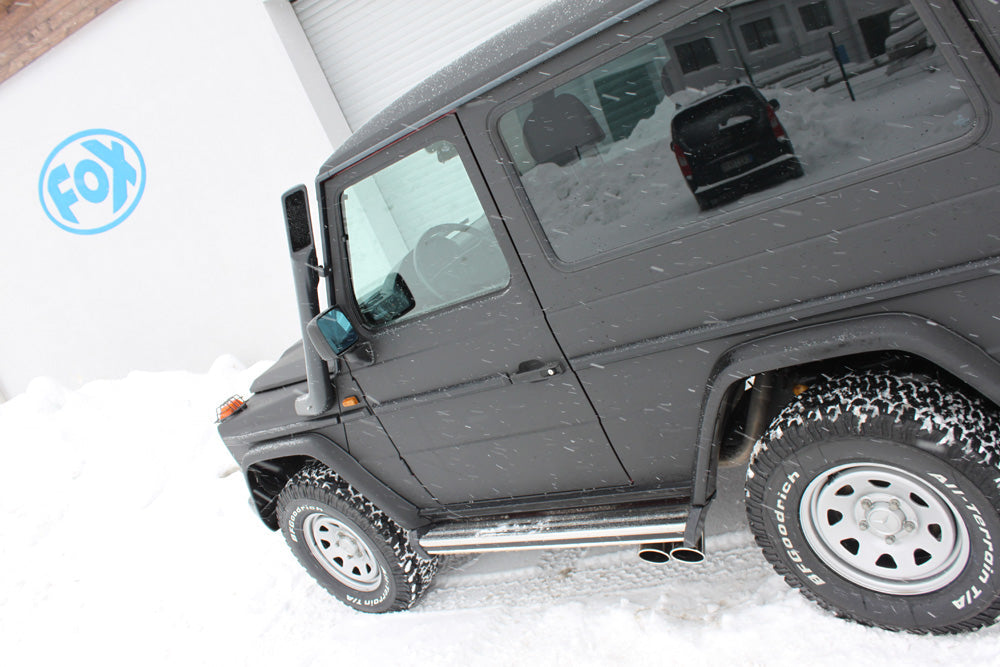 Mercedes G-Klasse - 463 (mit Trittbrett) Endschalldämpfer Ausgang seitlich - 2x115x85 Typ 38 (2x nach links abgeschrägt)