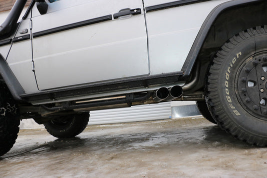 Mercedes G-Klasse Cabrio - 463 (ohne Trittbrett) Endschalldämpfer Ausgang seitlich - 2x80 Typ 14