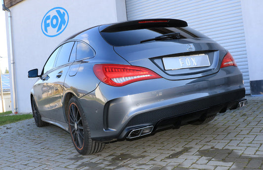 Mercedes CLA - C117/ X117 für AMG-Line/ AMG 45 Optik Endschalldämpfer quer Ausgang rechts/links für Modelle mit AMG45 oder AMG-Line Endrohre - Endrohre in originaler Stoßstange