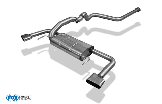 FOX Opel Astra J OPC Halbanlage Racing, bestehend aus Endschalldämpfer Ausgang rechts/links mit unsichtbaren Endrohren (Abgas strömt aus den originalen Endrohren) mit Vorschalldämpfer