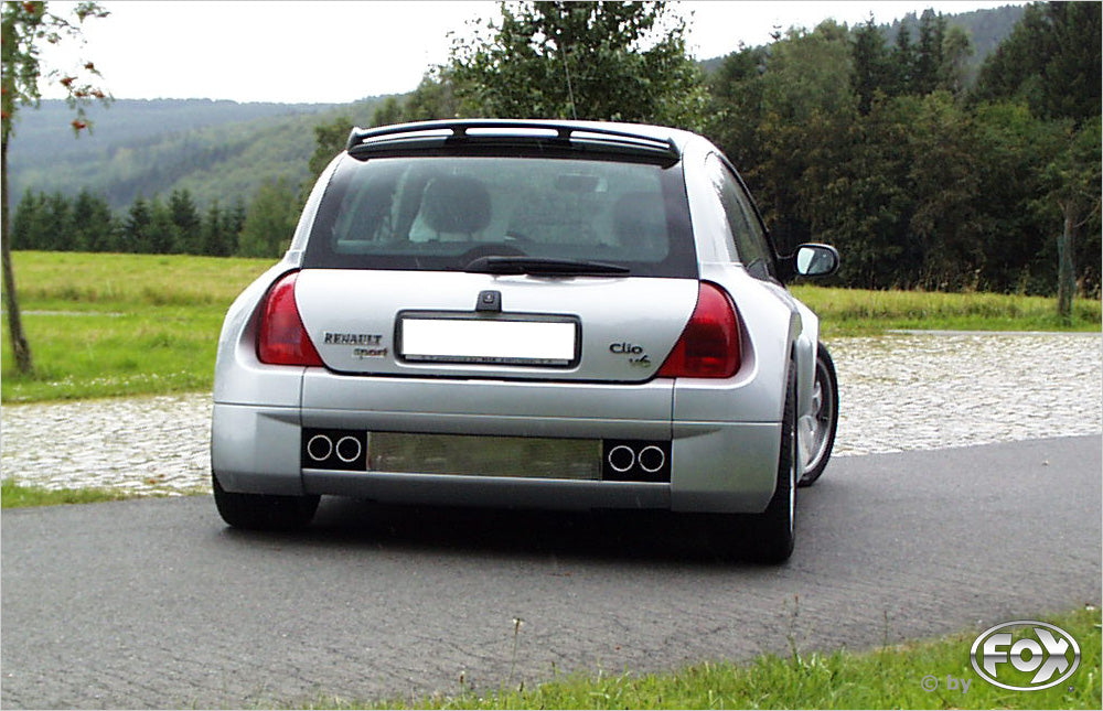 Renault Clio II V6 Endschalldämpfer quer Ausgang rechts/links - 2x76 Typ 12 rechts/links - Wird mit polierten Abdeckblech für Heckschürze geliefert