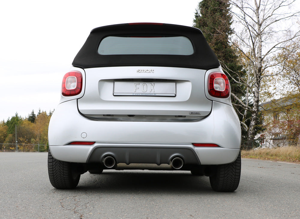FOX Smart Fortwo 453 Brabus Coupe & Cabrio Endschalldämpfer quer Ausgang rechts/links inkl. Flexstück - 1x100 Typ 25 rechts/links
